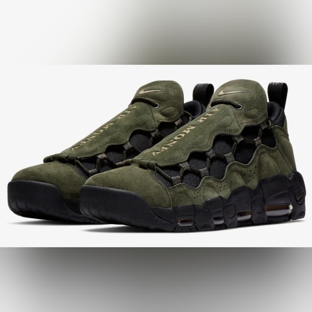 New Nike Air More Money Green Black Sneakers  Size 11.5